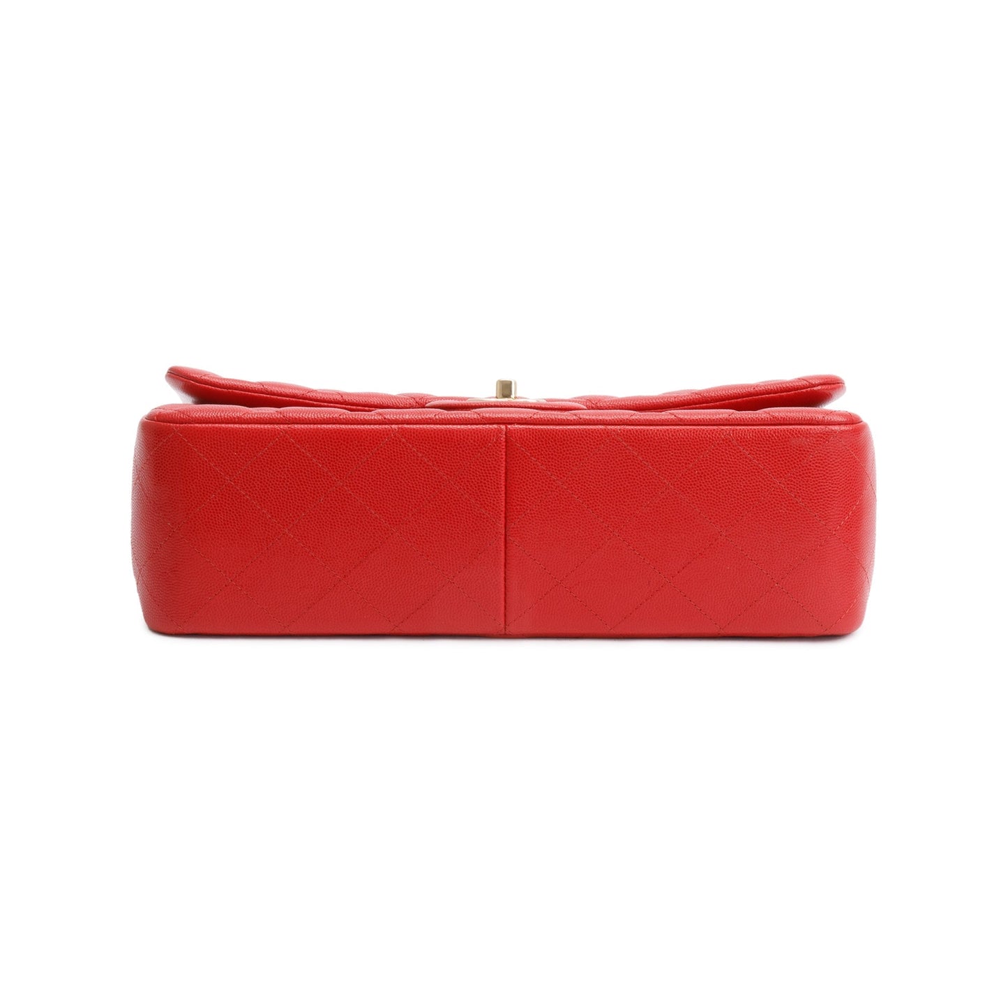 Chanel Red Quilted Caviar Leather Jumbo Double Flap Bag