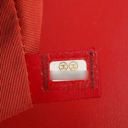 Chanel Red Quilted Caviar Leather Large Boy Bag