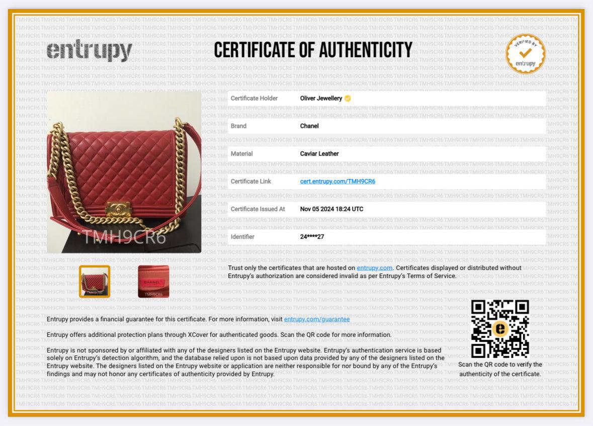 Chanel Red Quilted Caviar Leather Large Boy Bag