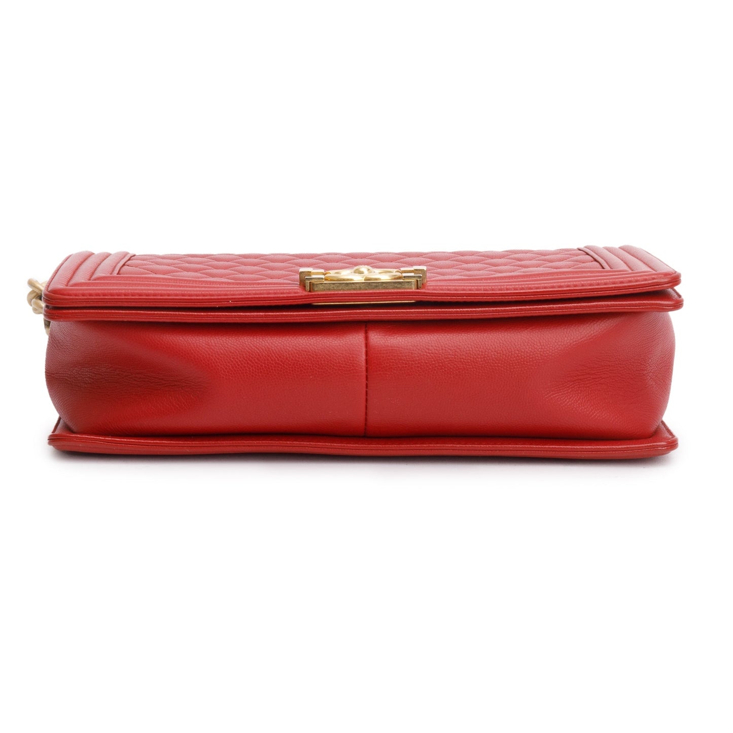 Chanel Red Quilted Caviar Leather Large Boy Bag