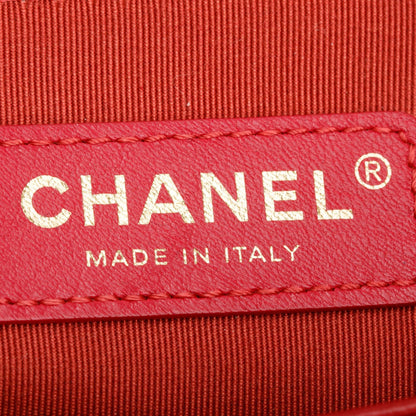 Chanel Red Quilted Caviar Leather Large Boy Bag