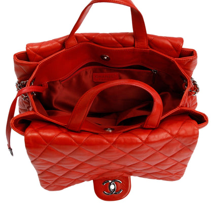 Chanel Red Quilted Lambskin Leather Chanel 3 Maxi Flap Bag