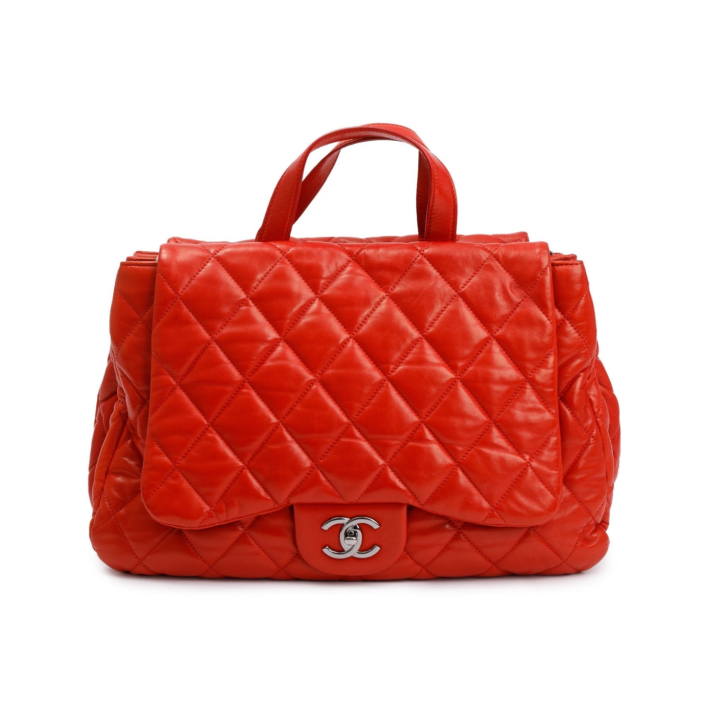 Chanel Red Quilted Lambskin Leather Chanel 3 Maxi Flap Bag