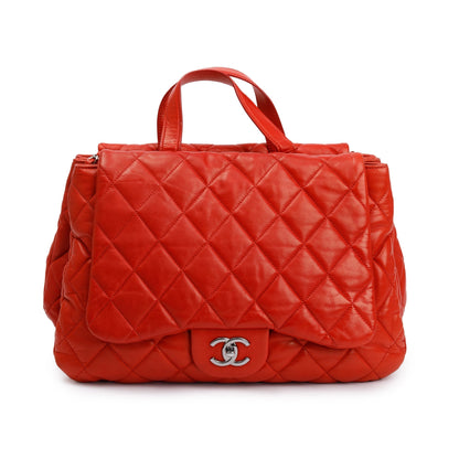 Chanel Red Quilted Lambskin Leather Chanel 3 Maxi Flap Bag