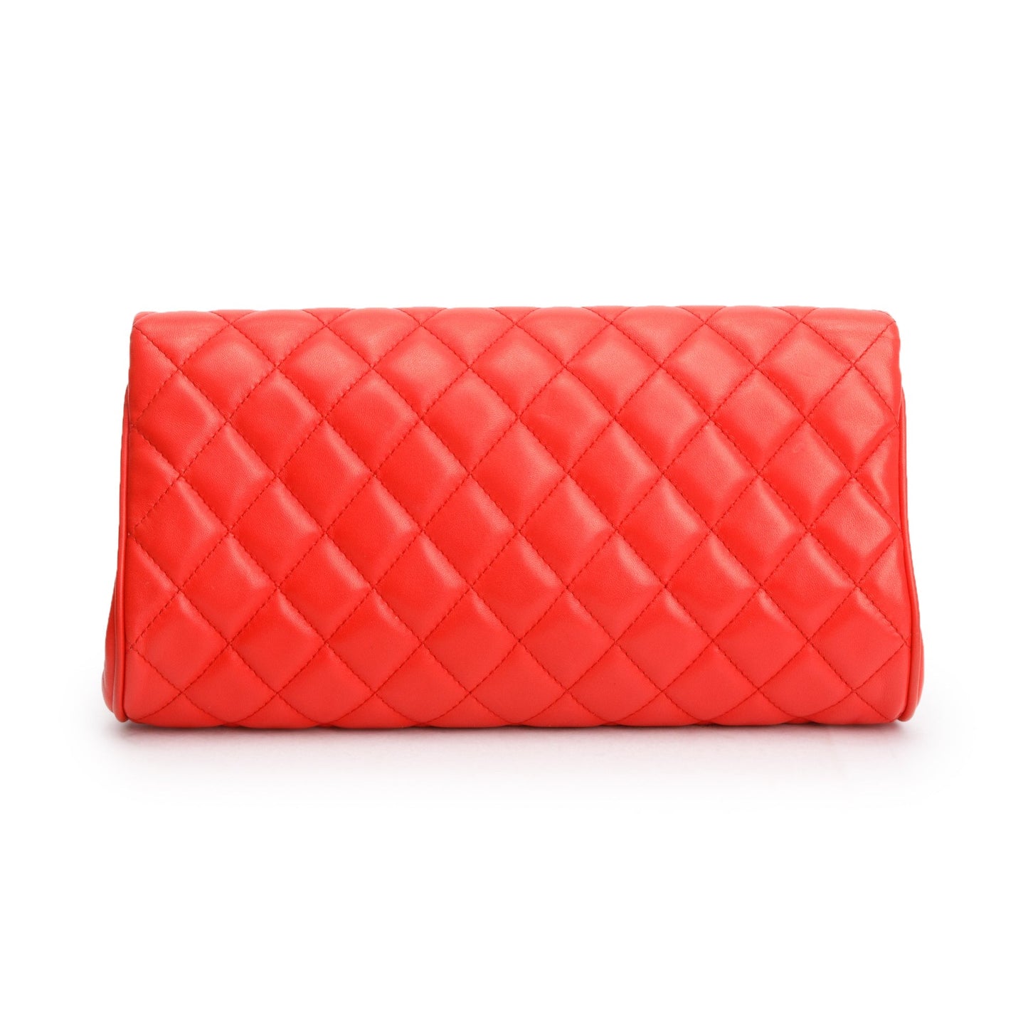 Chanel Red Quilted Lambskin Leather Fold Up Again Clutch