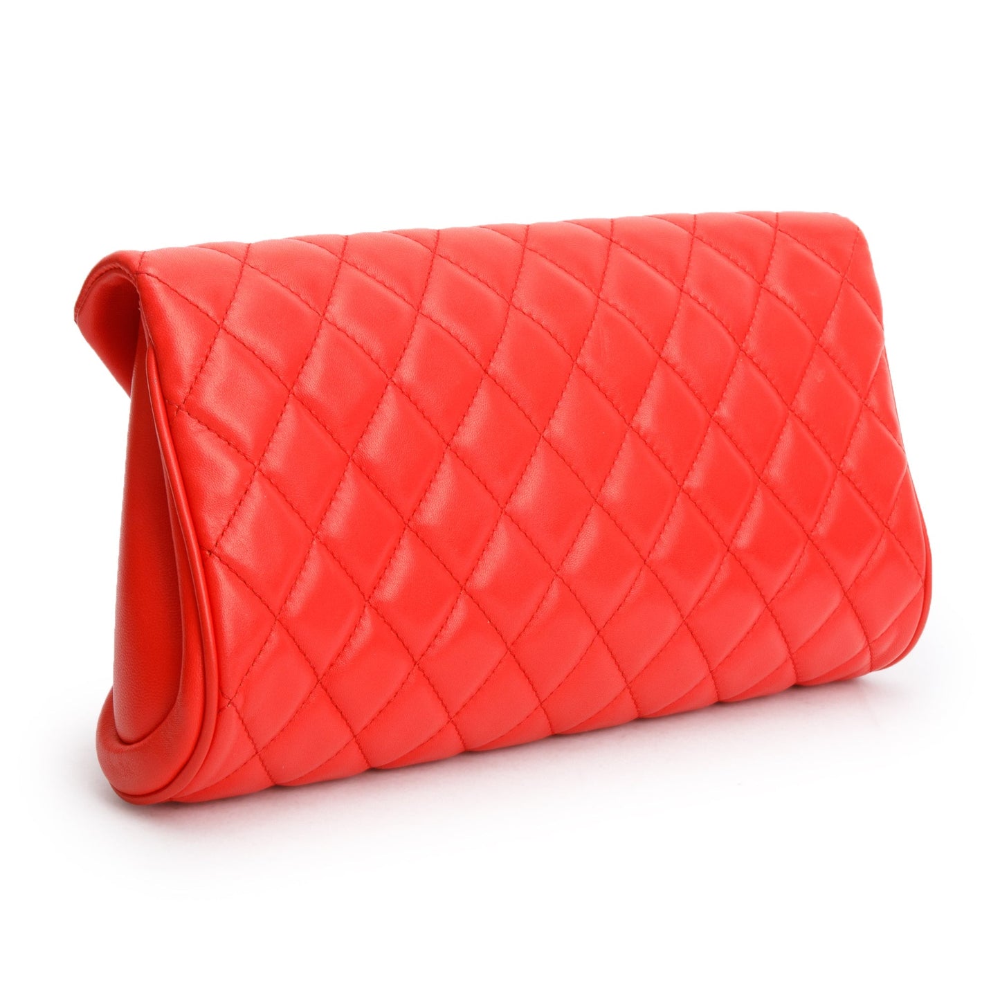 Chanel Red Quilted Lambskin Leather Fold Up Again Clutch
