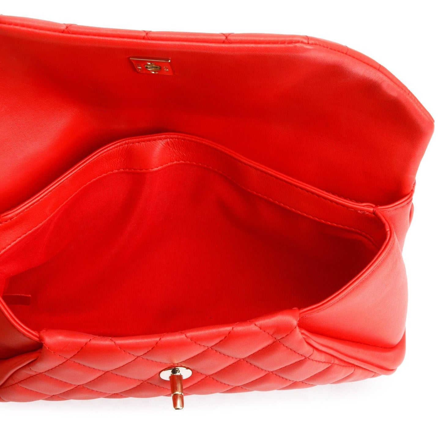 Chanel Red Quilted Lambskin Leather Fold Up Again Clutch