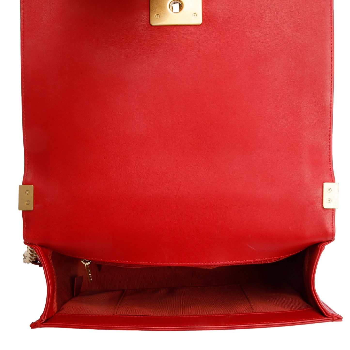 Chanel Red Quilted Lambskin Leather Large Boy Bag