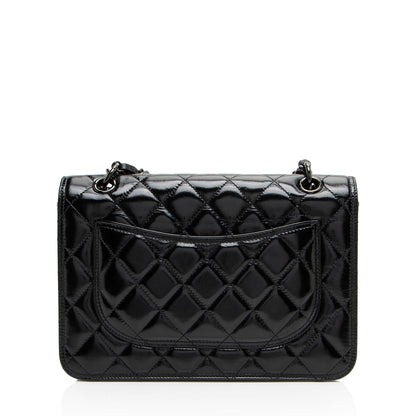 Chanel Shiny Crumpled Calfskin So Black Double You Flap Bag