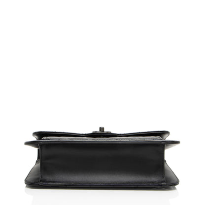 Chanel Shiny Crumpled Calfskin So Black Double You Flap Bag