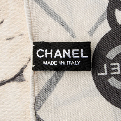 Chanel Silk Camellia CC Square Scarf (SHF-uNAJam)