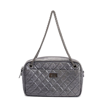 Chanel Silver Aged Calfskin Leather Medium Reissue Camera Bag