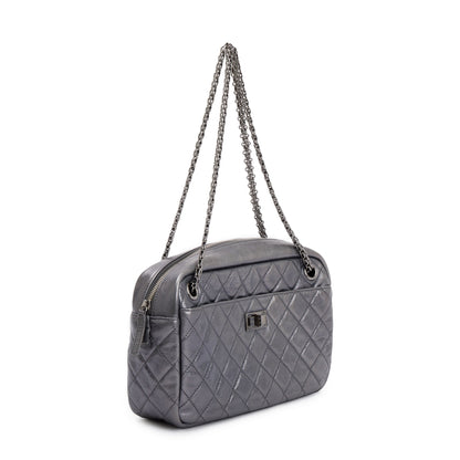 Chanel Silver Aged Calfskin Leather Medium Reissue Camera Bag