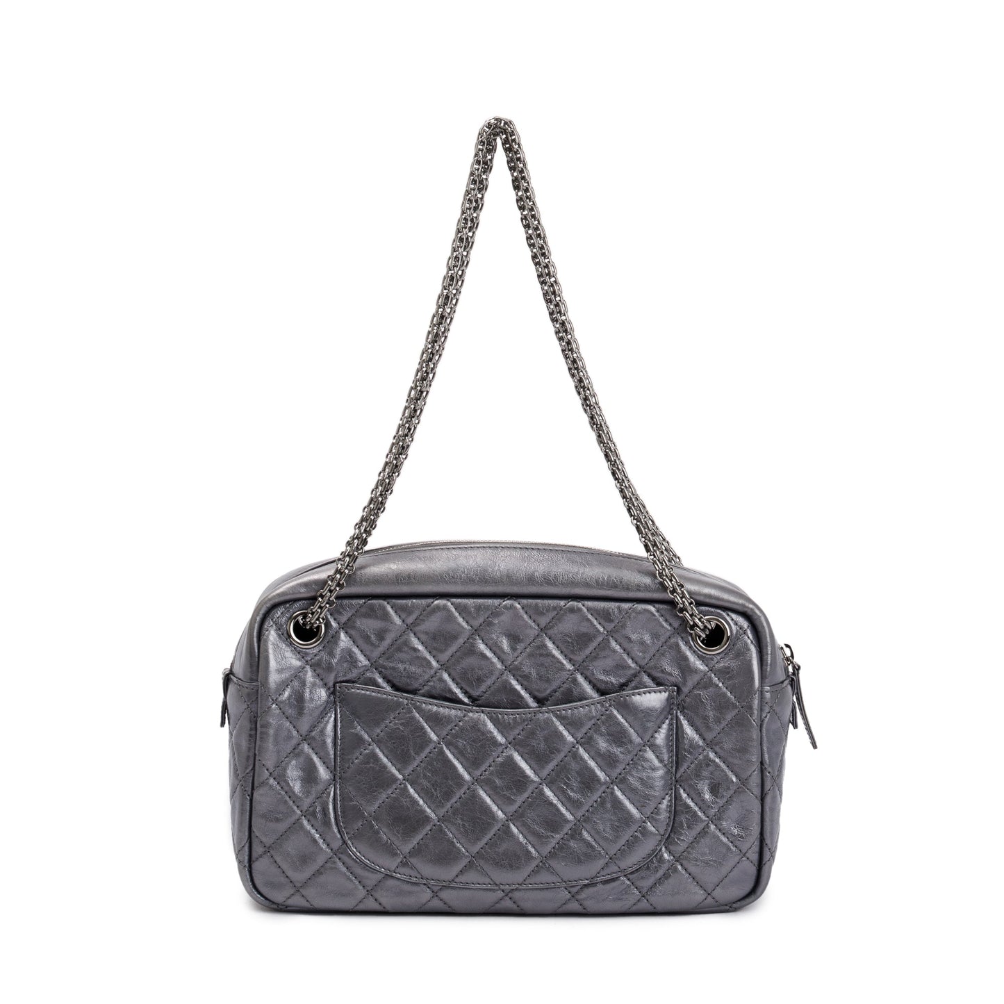 Chanel Silver Aged Calfskin Leather Medium Reissue Camera Bag