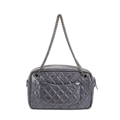 Chanel Silver Aged Calfskin Leather Medium Reissue Camera Bag