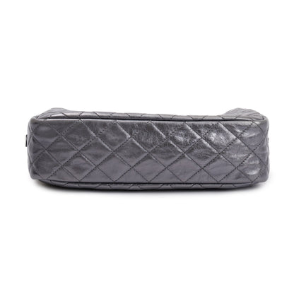 Chanel Silver Aged Calfskin Leather Medium Reissue Camera Bag