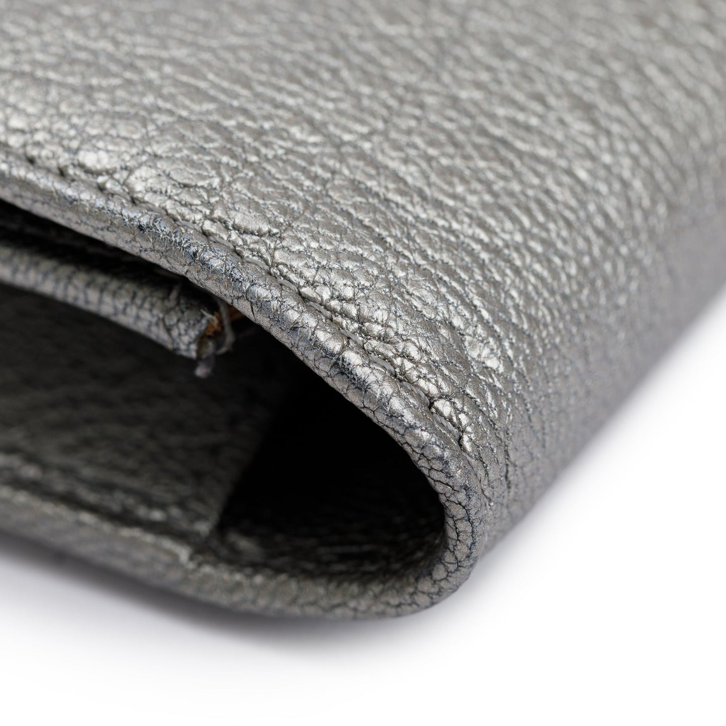 Chanel Silver Calfskin Leather CC Wallet on Chain