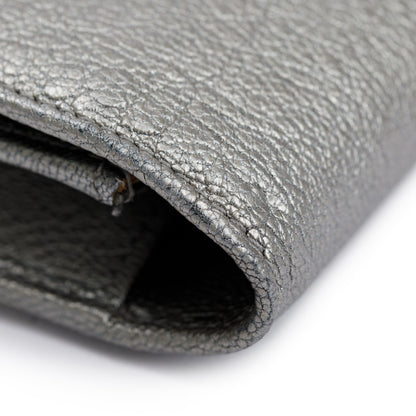 Chanel Silver Calfskin Leather CC Wallet on Chain