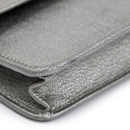 Chanel Silver Calfskin Leather CC Wallet on Chain