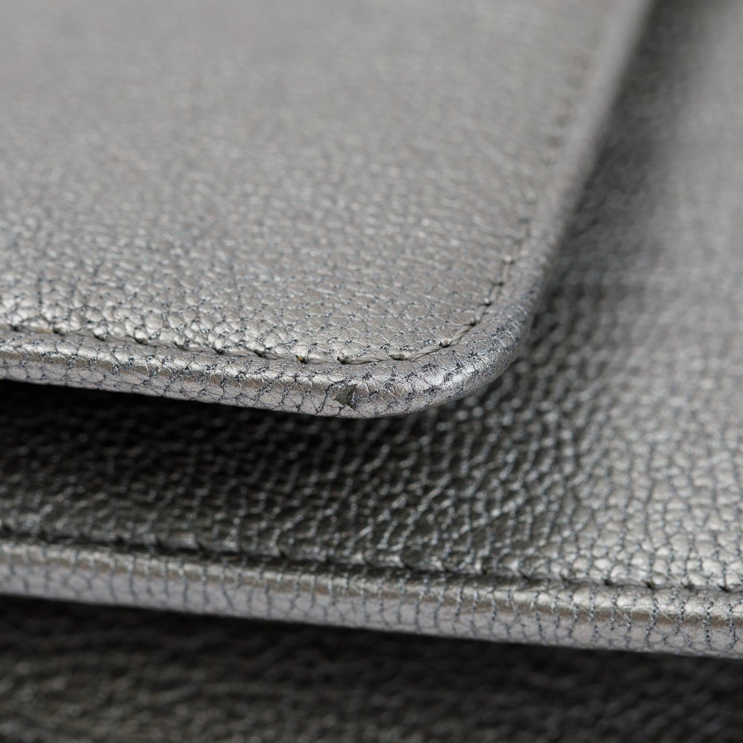 Chanel Silver Calfskin Leather CC Wallet on Chain