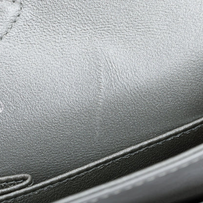 Chanel Silver Calfskin Leather Grommet Airline Medium Double Flap Bag