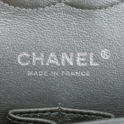 Chanel Silver Calfskin Leather Grommet Airline Medium Double Flap Bag