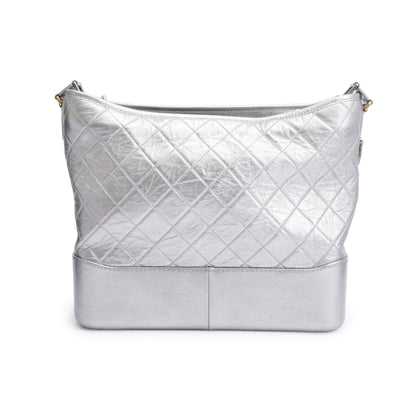 Chanel Silver Metallic Aged Calfskin Leather Large Gabrielle Hobo