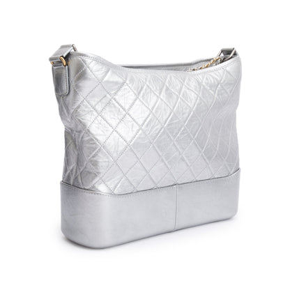 Chanel Silver Metallic Aged Calfskin Leather Large Gabrielle Hobo