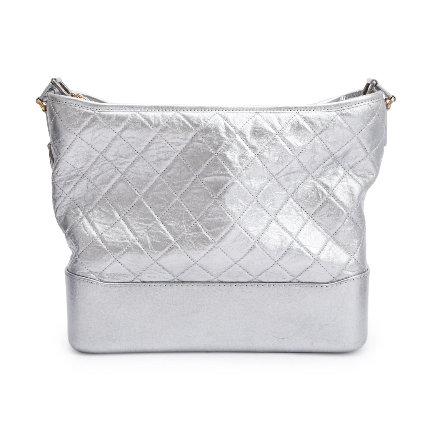 Chanel Silver Metallic Aged Calfskin Leather Large Gabrielle Hobo