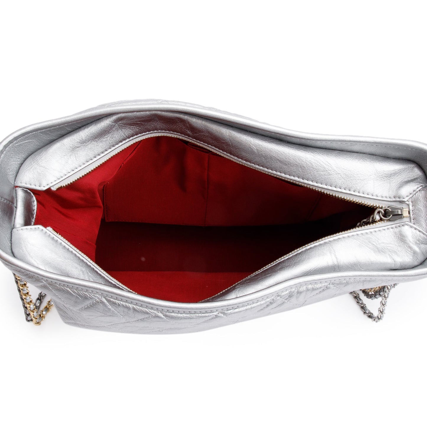 Chanel Silver Metallic Aged Calfskin Leather Large Gabrielle Hobo