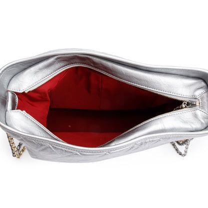 Chanel Silver Metallic Aged Calfskin Leather Large Gabrielle Hobo