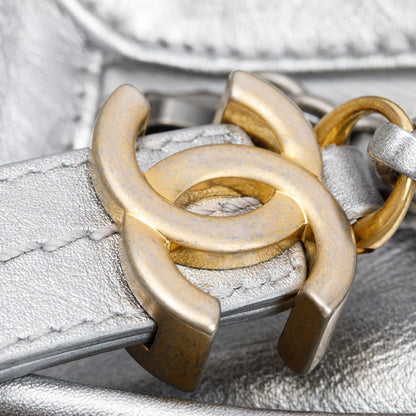 Chanel Silver Metallic Aged Calfskin Leather Large Gabrielle Hobo