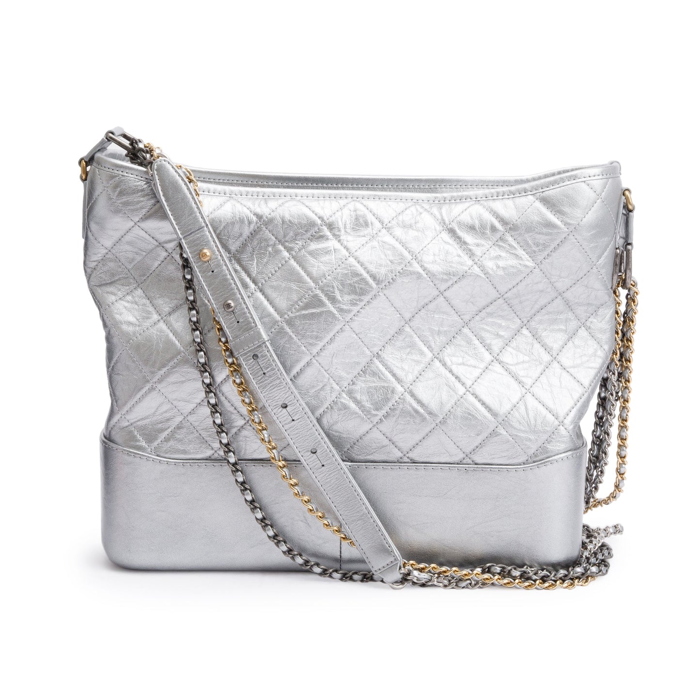 Chanel Silver Metallic Aged Calfskin Leather Large Gabrielle Hobo