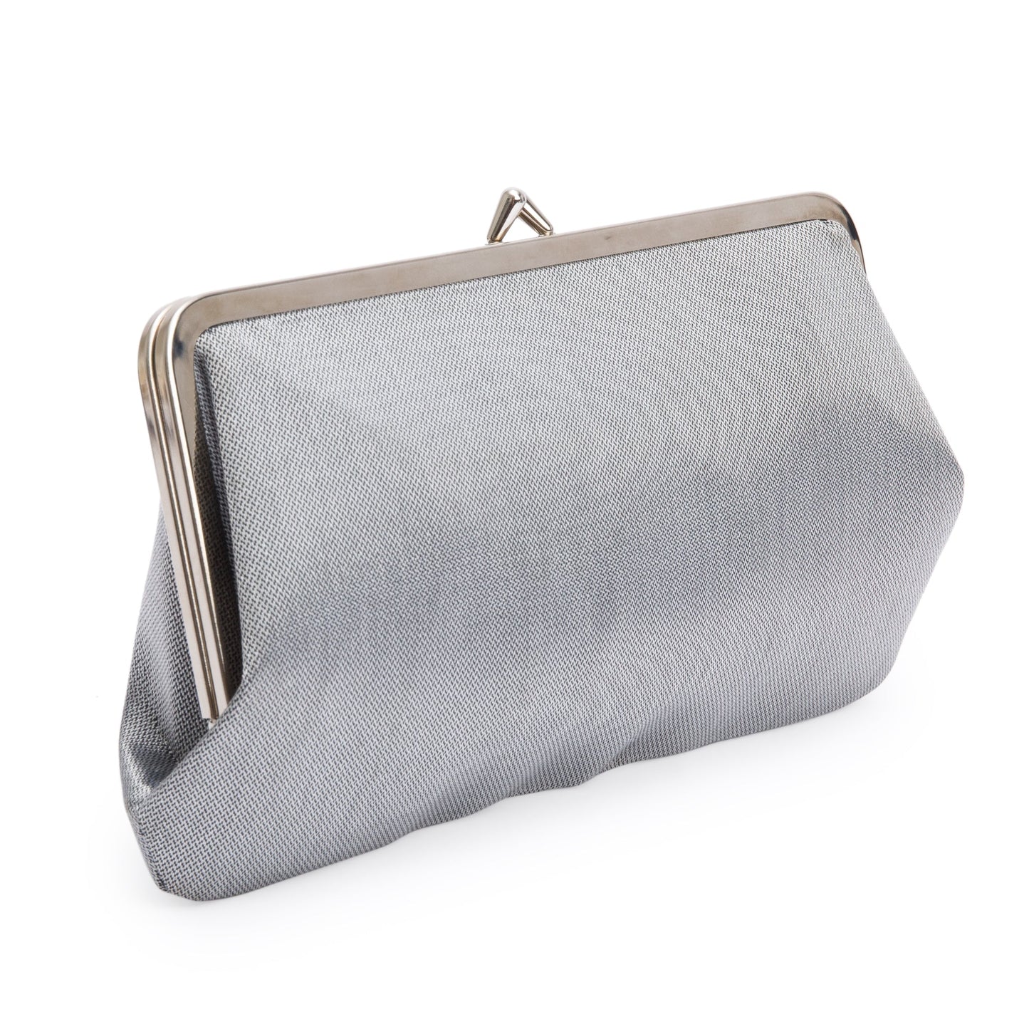 Chanel Silver Nylon CC Kisslock Frame Clutch