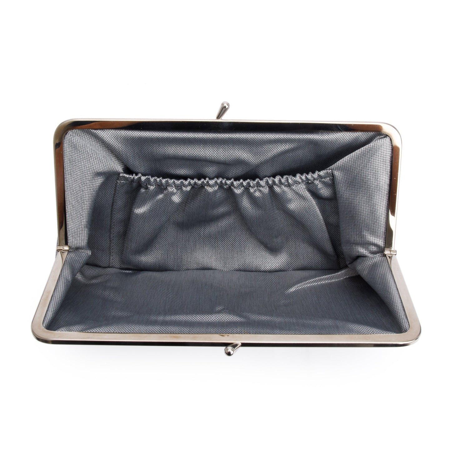 Chanel Silver Nylon CC Kisslock Frame Clutch