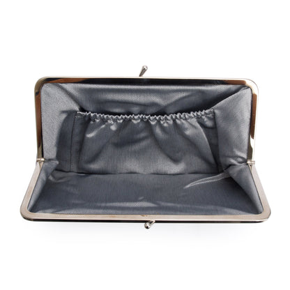 Chanel Silver Nylon CC Kisslock Frame Clutch