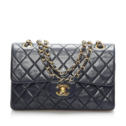 Chanel Small Classic Lambskin Leather Double Flap Bag (SHG-33958)