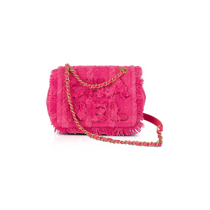 Chanel Small Giant Logo Tweed Flap Bag