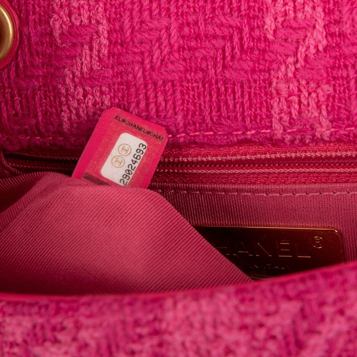 Chanel Small Giant Logo Tweed Flap Bag