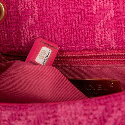 Chanel Small Giant Logo Tweed Flap Bag