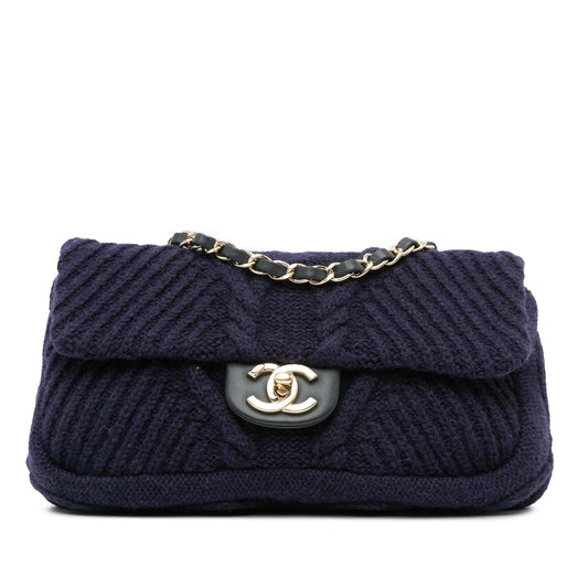 Chanel Small Paris Hamburg Cable Knit Flap (SHG-3xWf2e)