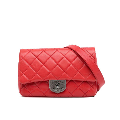 Chanel Small Quilted Goatskin Double Carry Waist Chain Flap
