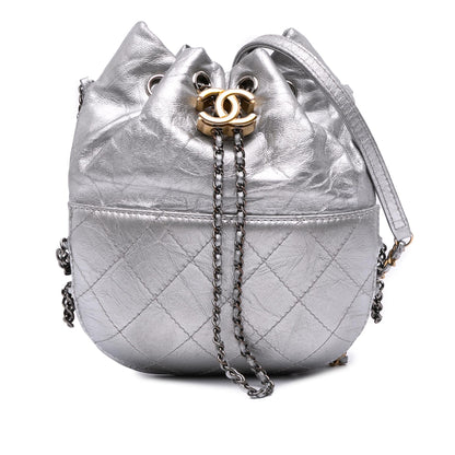 Chanel Small Quilted Metallic Aged Calfskin Gabrielle Bucket Bag