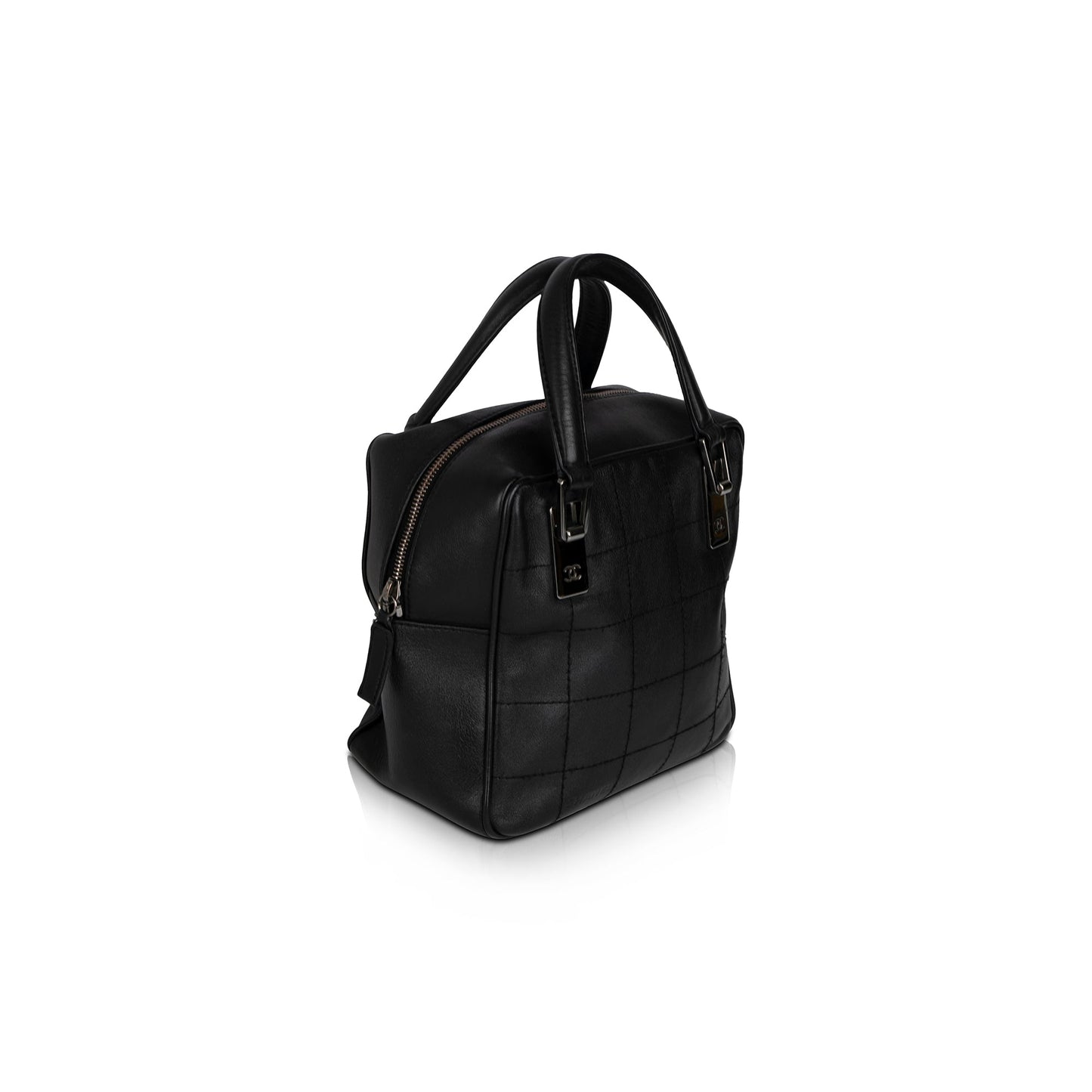 Chanel Small Square Quilt Leather Chocolate Bar Tote
