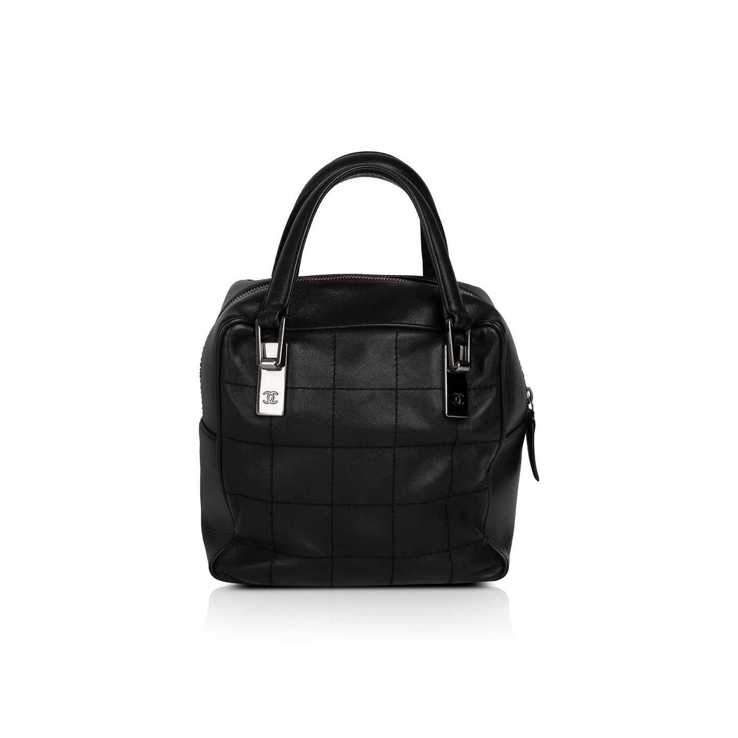 Chanel Small Square Quilt Leather Chocolate Bar Tote