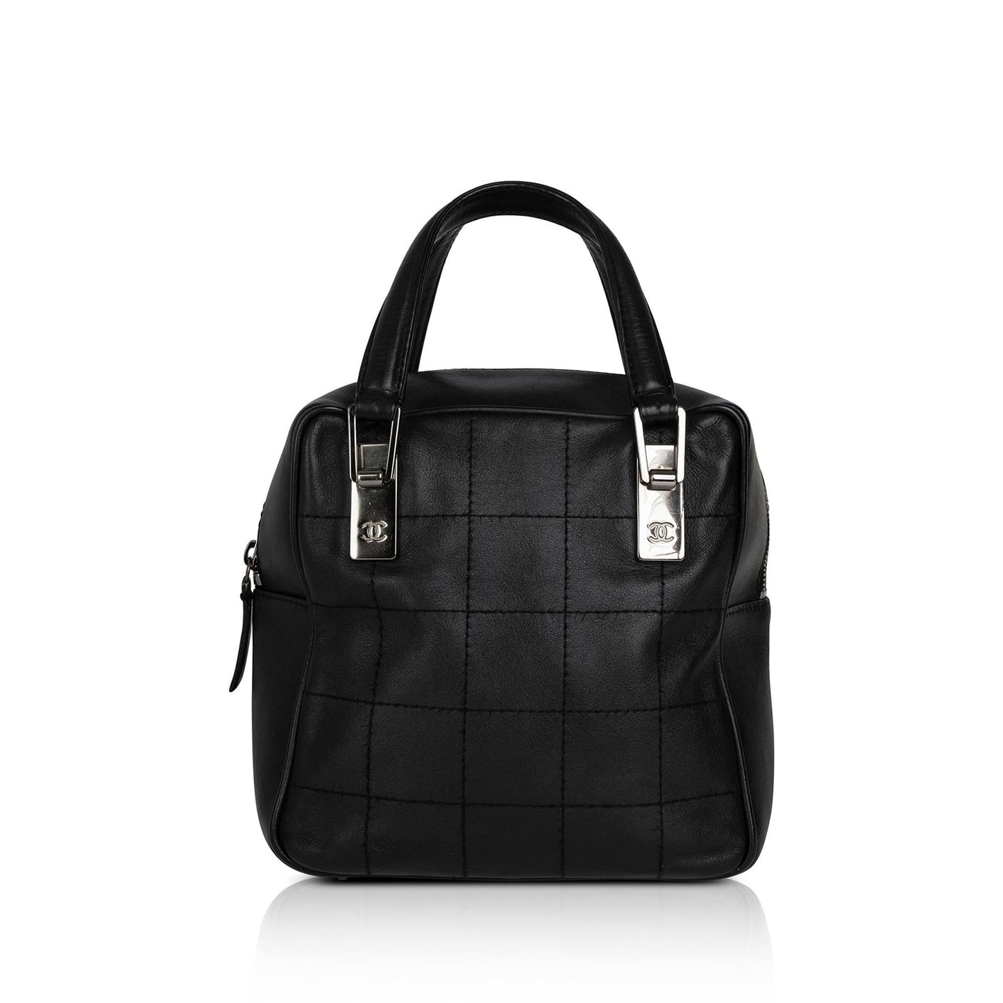 Chanel Small Square Quilt Leather Chocolate Bar Tote