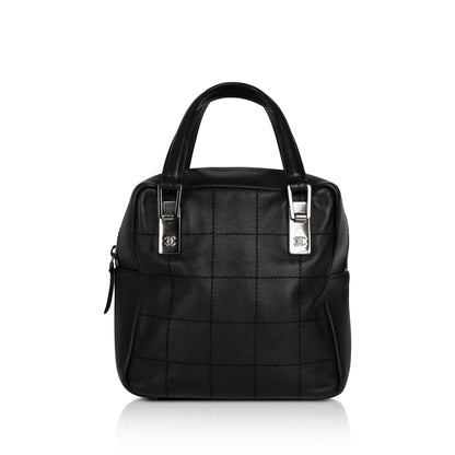 Chanel Small Square Quilt Leather Chocolate Bar Tote