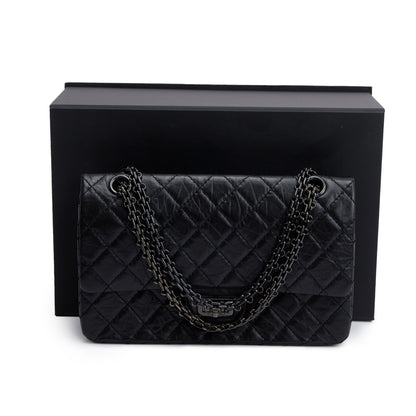 Chanel So Black Calfskin Leather 2.55 Reissue 225 Double Flap Bag