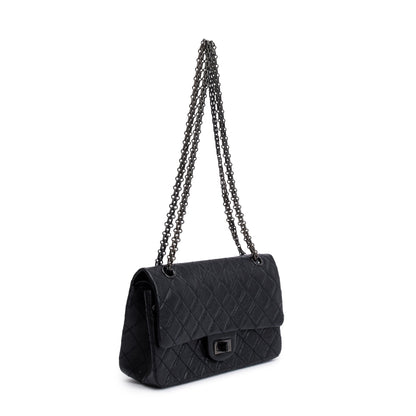 Chanel So Black Calfskin Leather 2.55 Reissue 225 Double Flap Bag
