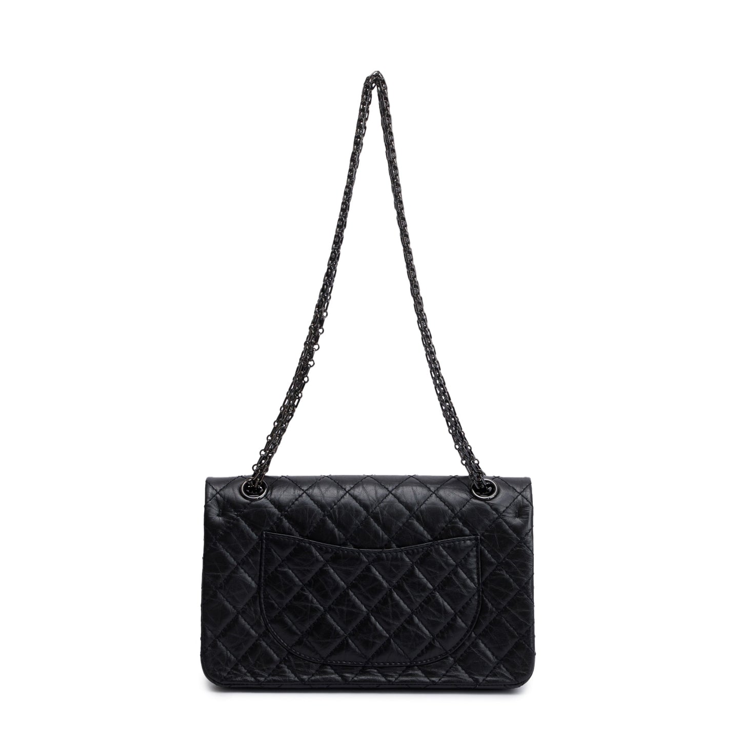 Chanel So Black Calfskin Leather 2.55 Reissue 225 Double Flap Bag